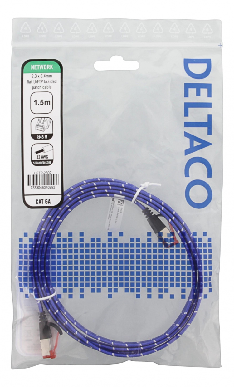 DELTACO U/FTP Tough Flat Cat6a patchkabel, 1,5m, flertrådig kärna, 2,3 DELTACO U/FTP Tough Flat Cat6a patchkabel, 1,5m, flertrådig kärna, 2,3