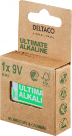 DELTACO Ultimate Alkaline 9V-batteri, 1-pack