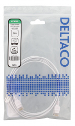 DELTACO Ultra Slim U/UTP Cat.6 patchkabel, 2.6mm, 2m, vit