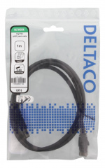 DELTACO U/UTP High Flex Cat6 patchkabel, 1m, flertrådig, 24AWG, svart
