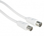 HAMA Antenna Cable, coax plug - co ax socket, 1 m, 75 dB, white