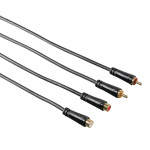 HAMA Audio Extension Cable, 2 RCA plugs - 2 RCA sockets, gold-pl HAMA Audio Extension Cable, 2 RCA plugs - 2 RCA sockets, gold-pl