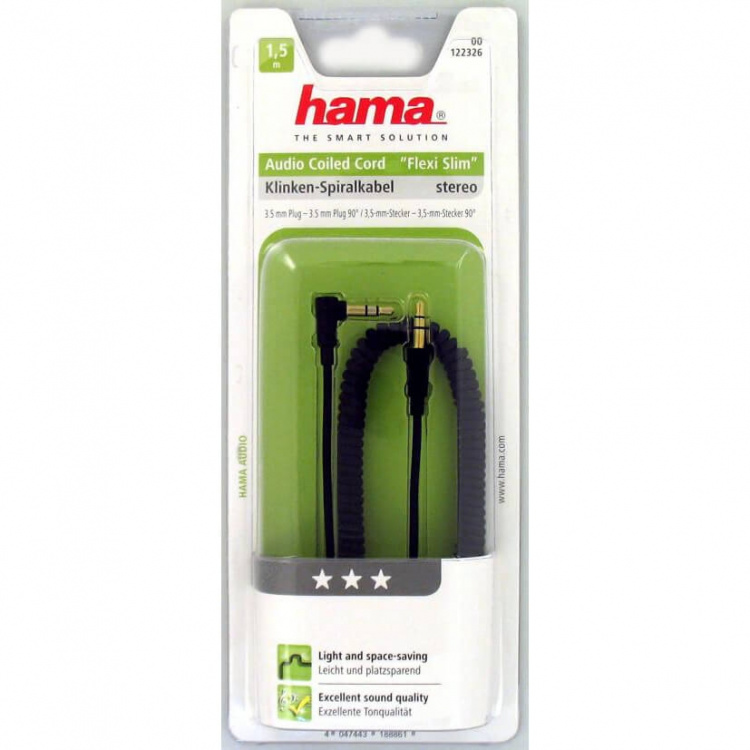 Hama Audio 3,5 mm-3,5 mm spiraalkabel goud zwart 1,5 m Hama Audio 3,5 mm-3,5 mm spiraalkabel goud zwart 1,5 m