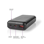 Nedis Powerbank | 20000 mAh | 1.5 / 2.0 / 3.0 A | Outputs: 2 | Output: 1x USB-A / 1x USB-C™ | Inputs: 1x Micro USB / 1x USB-C™ | PD2.0 18W | Lithium-Polymeer Nedis Powerbank | 20000 mAh | 1.5 / 2.0 / 3.0 A | Outputs: 2 | Output: 1x USB-A / 1x USB-C™ | Inputs: 1x Micro USB / 1x USB-C™ | PD2.0 18W | Lithium-Polymeer