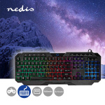 Nedis Bedraad Gaming Toetsenbord | USB Type-A | Membrane Toetsen | LED | QWERTY | Scandinavisch | USB Gevoed | Lengte stroomkabel: 1.30 m | Multimedia