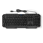 Nedis Bedraad Gaming Toetsenbord | USB Type-A | Membrane Toetsen | LED | QWERTY | Scandinavisch | USB Gevoed | Lengte stroomkabel: 1.30 m | Multimedia