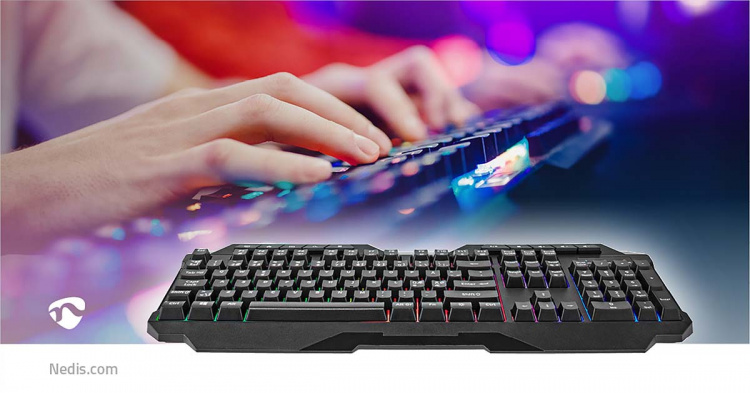 Nedis Bedraad Gaming Toetsenbord | USB Type-A | Membrane Toetsen | LED | QWERTY | Scandinavisch | USB Gevoed | Lengte stroomkabel: 1.30 m | Multimedia