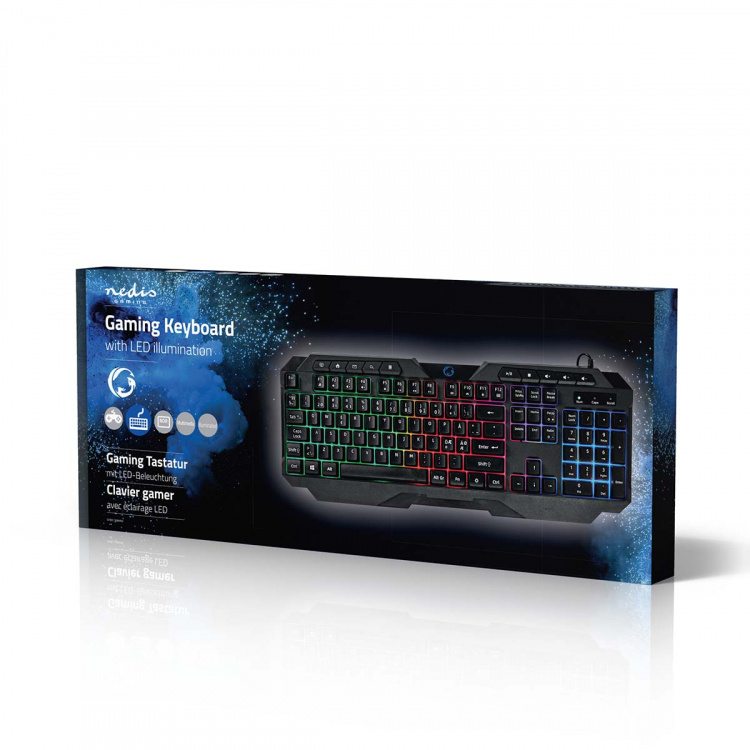 Nedis Bedraad Gaming Toetsenbord | USB Type-A | Membrane Toetsen | LED | QWERTY | Scandinavisch | USB Gevoed | Lengte stroomkabel: 1.30 m | Multimedia