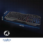Nedis Bedraad Gaming Toetsenbord | USB Type-A | Membrane Toetsen | LED | QWERTY | Scandinavisch | USB Gevoed | Lengte stroomkabel: 1.30 m | Multimedia