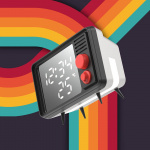 Speaker Alarm Clock with Light TV Retro Black/Gray Speaker Alarm Clock with Light TV Retro Black/Gray