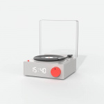 Speaker Alarm Clock Vinyl Retro Grey