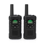 Nedis Walkie talkie Set | 2 Handsets | Tot 6 km | Frequentiekanalen: 8 | PTT / VOX | 180 min | Koptelefoonoutput | 2 Headsets | Zwart