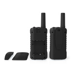 Nedis Walkie talkie Set | 2 Handsets | Tot 6 km | Frequentiekanalen: 8 | PTT / VOX | 180 min | Koptelefoonoutput | 2 Headsets | Zwart
