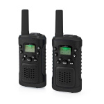Nedis Walkie talkie Set | 2 Handsets | Tot 6 km | Frequentiekanalen: 8 | PTT / VOX | 180 min | Koptelefoonoutput | 2 Headsets | Zwart
