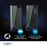 Nedis Gaming Speaker | Speaker-kanalen: 2.0 | USB Gevoed | 3,5 mm Male | 18 W | LED | Volumebediening