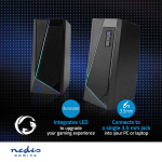 Nedis Gaming Speaker | Speaker-kanalen: 2.0 | USB Gevoed | 3,5 mm Male | 18 W | LED | Volumebediening