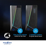 Nedis Gaming Speaker | Speaker-kanalen: 2.0 | USB Gevoed | 3,5 mm Male | 18 W | LED | Volumebediening