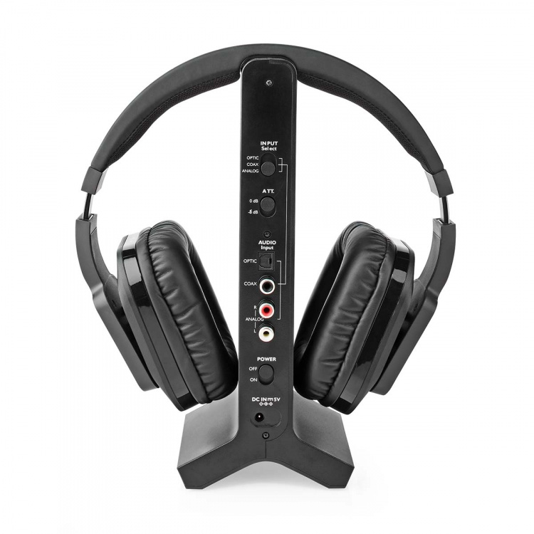 Nedis Draadloze TV-Koptelefoon | Wi-Fi | Over-Ear | Batterij 1 werkingstijd standaard verbruik: 480 min | 25 m | Digitale Audio | Laadstation | Zwart
