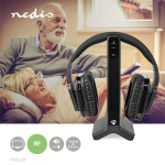Nedis Draadloze TV-Koptelefoon | Wi-Fi | Over-Ear | Batterij 1 werkingstijd standaard verbruik: 480 min | 25 m | Digitale Audio | Laadstation | Zwart