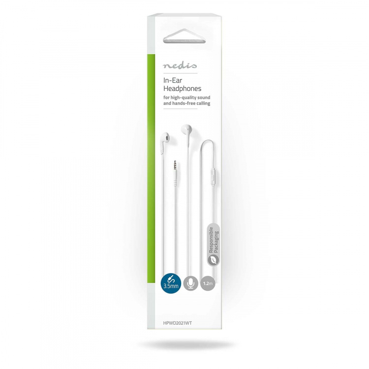 Nedis Bedrade Koptelefoon | 3,5 mm | Kabellengte: 1.20 m | Ingebouwde microfoon | Volumebediening | Wit Nedis Bedrade Koptelefoon | 3,5 mm | Kabellengte: 1.20 m | Ingebouwde microfoon | Volumebediening | Wit