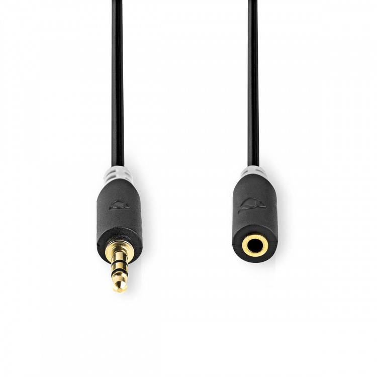 Nedis Stereo-Audiokabel | 3,5 mm Male | 3,5 mm Female | Verguld | 5.00 m | Rond | Antraciet | Doos