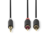 Nedis Stereo-Audiokabel | 3,5 mm Male | 2x RCA Male | Verguld | 5.00 m | Rond | Antraciet | Doos Nedis Stereo-Audiokabel | 3,5 mm Male | 2x RCA Male | Verguld | 5.00 m | Rond | Antraciet | Doos