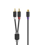 Nedis Stereo-Audiokabel | 2x RCA Male | RCA Female | Verguld | 0.20 m | Rond | Antraciet | Doos