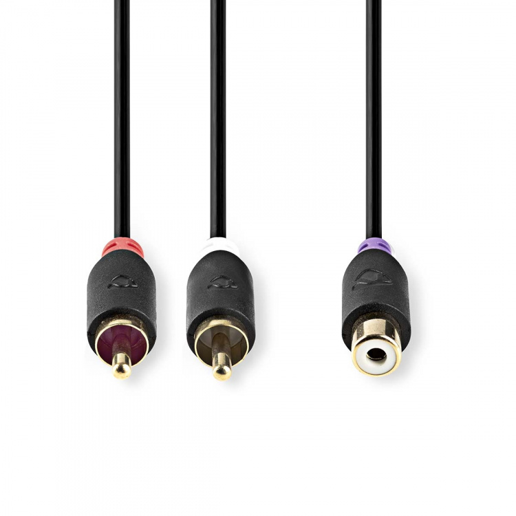 Nedis Stereo-Audiokabel | 2x RCA Male | RCA Female | Verguld | 0.20 m | Rond | Antraciet | Doos