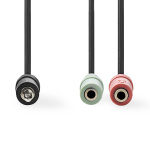 Nedis Stereo-Audiokabel | 3,5 mm Male | 2x 3,5 mm Female | Vernikkeld | 0.20 m | Rond | Zwart | Envelop