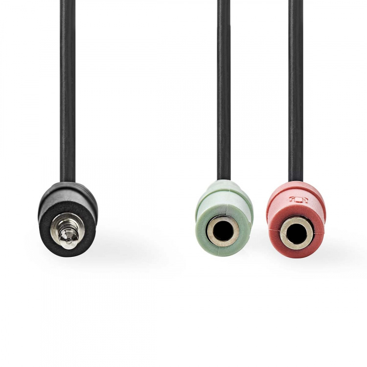 Nedis Stereo-Audiokabel | 3,5 mm Male | 2x 3,5 mm Female | Vernikkeld | 0.20 m | Rond | Zwart | Envelop