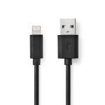 Nedis Lightning Kabel | USB 2.0 | Apple Lightning 8-Pins | USB-A Male | 480 Mbps | Vernikkeld | 1.00 m | Rond | PVC | Zwart | Doos
