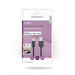 Nedis Lightning Kabel | USB 2.0 | Apple Lightning 8-Pins | USB-A Male | 480 Mbps | Vernikkeld | 1.00 m | Rond | PVC | Zwart | Doos