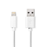 Nedis Lightning Kabel | USB 2.0 | Apple Lightning 8-Pins | USB-A Male | 480 Mbps | Vernikkeld | 1.00 m | Rond | PVC | Wit | Doos Nedis Lightning Kabel | USB 2.0 | Apple Lightning 8-Pins | USB-A Male | 480 Mbps | Vernikkeld | 1.00 m | Rond | PVC | Wit | Doos