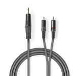 Nedis Stereo-Audiokabel | 3,5 mm Male | 2x RCA Male | Vernikkeld | 3.00 m | Rond | Donkergrijs | Kartonnen Sleeve Nedis Stereo-Audiokabel | 3,5 mm Male | 2x RCA Male | Vernikkeld | 3.00 m | Rond | Donkergrijs | Kartonnen Sleeve