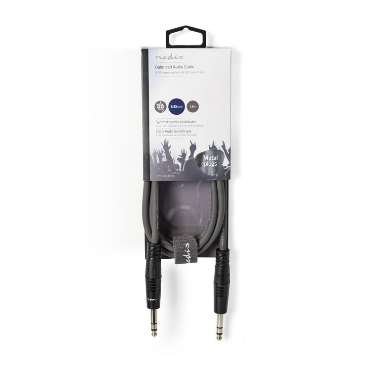 Nedis Stereo-Audiokabel | 6,35 mm Male | 6,35 mm Male | Vernikkeld | 1.50 m | Rond | Donkergrijs | Kartonnen Sleeve Nedis Stereo-Audiokabel | 6,35 mm Male | 6,35 mm Male | Vernikkeld | 1.50 m | Rond | Donkergrijs | Kartonnen Sleeve