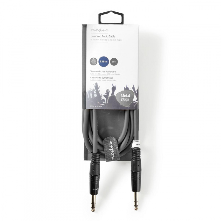 Nedis Stereo-Audiokabel | 6,35 mm Male | 6,35 mm Male | Vernikkeld | 3.00 m | Rond | Donkergrijs | Kartonnen Sleeve Nedis Stereo-Audiokabel | 6,35 mm Male | 6,35 mm Male | Vernikkeld | 3.00 m | Rond | Donkergrijs | Kartonnen Sleeve