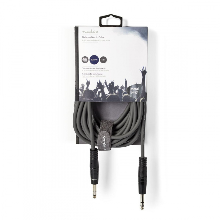 Nedis Stereo-Audiokabel | 6,35 mm Male | 6,35 mm Male | Vernikkeld | 5.00 m | Rond | Donkergrijs | Kartonnen Sleeve Nedis Stereo-Audiokabel | 6,35 mm Male | 6,35 mm Male | Vernikkeld | 5.00 m | Rond | Donkergrijs | Kartonnen Sleeve