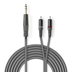 Nedis Stereo-Audiokabel | 6,35 mm Male | 2x RCA Male | Vernikkeld | 1.50 m | Rond | Donkergrijs | Kartonnen Sleeve Nedis Stereo-Audiokabel | 6,35 mm Male | 2x RCA Male | Vernikkeld | 1.50 m | Rond | Donkergrijs | Kartonnen Sleeve