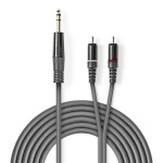 Nedis Stereo-Audiokabel | 6,35 mm Male | 2x RCA Male | Vernikkeld | 3.00 m | Rond | Donkergrijs | Kartonnen Sleeve Nedis Stereo-Audiokabel | 6,35 mm Male | 2x RCA Male | Vernikkeld | 3.00 m | Rond | Donkergrijs | Kartonnen Sleeve