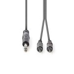 Nedis Stereo-Audiokabel | 6,35 mm Male | 2x RCA Male | Vernikkeld | 3.00 m | Rond | Donkergrijs | Kartonnen Sleeve Nedis Stereo-Audiokabel | 6,35 mm Male | 2x RCA Male | Vernikkeld | 3.00 m | Rond | Donkergrijs | Kartonnen Sleeve