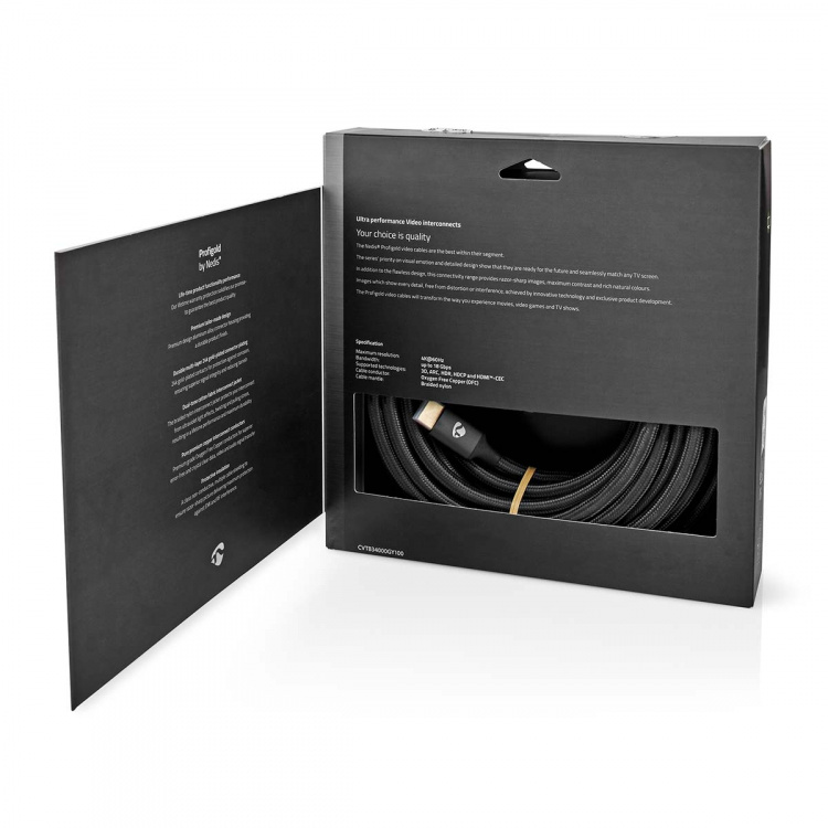 Nedis High Speed HDMI™-Kabel met Ethernet | HDMI™ Connector | HDMI™ Connector | 4K@60Hz | ARC | 18 Gbps | 10.0 m | Rond | Katoen | Gun Metal Grijs | Cover Window Box Nedis High Speed HDMI™-Kabel met Ethernet | HDMI™ Connector | HDMI™ Connector | 4K@60Hz | ARC | 18 Gbps | 10.0 m | Rond | Katoen | Gun Metal Grijs | Cover Window Box