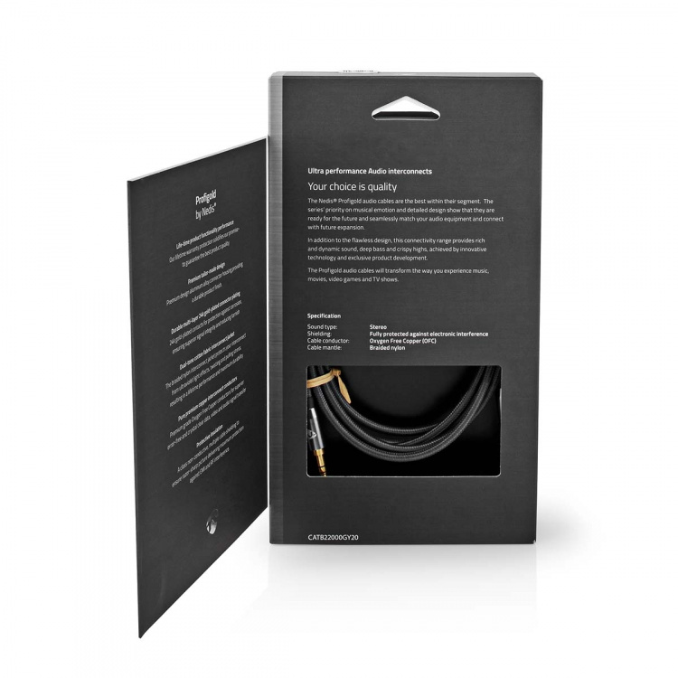 Nedis Stereo-Audiokabel | 3,5 mm Male | 3,5 mm Male | Verguld | 2.00 m | Rond | Grijs / Gun Metal Grijs | Cover Window Box