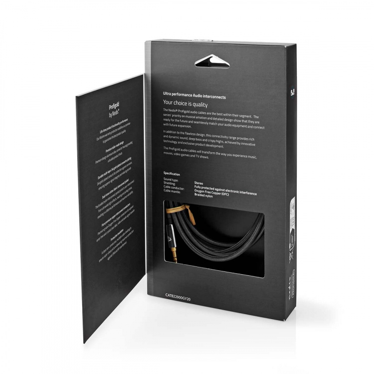 Nedis Stereo-Audiokabel | 3,5 mm Male | 3,5 mm Male | Verguld | 2.00 m | Rond | Grijs / Gun Metal Grijs | Cover Window Box