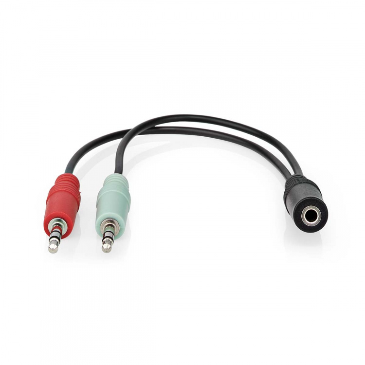 Nedis Stereo-Audiokabel | 3,5 mm Female | 2x 3,5 mm Male | Vernikkeld | 0.20 m | Rond | Zwart | Doos