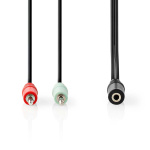 Nedis Stereo-Audiokabel | 3,5 mm Female | 2x 3,5 mm Male | Vernikkeld | 0.20 m | Rond | Zwart | Doos