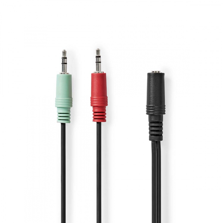 Nedis Stereo-Audiokabel | 3,5 mm Female | 2x 3,5 mm Male | Vernikkeld | 0.20 m | Rond | Zwart | Doos