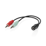Nedis Stereo-Audiokabel | 3,5 mm Female | 2x 3,5 mm Male | Vernikkeld | 0.20 m | Rond | Zwart | Doos