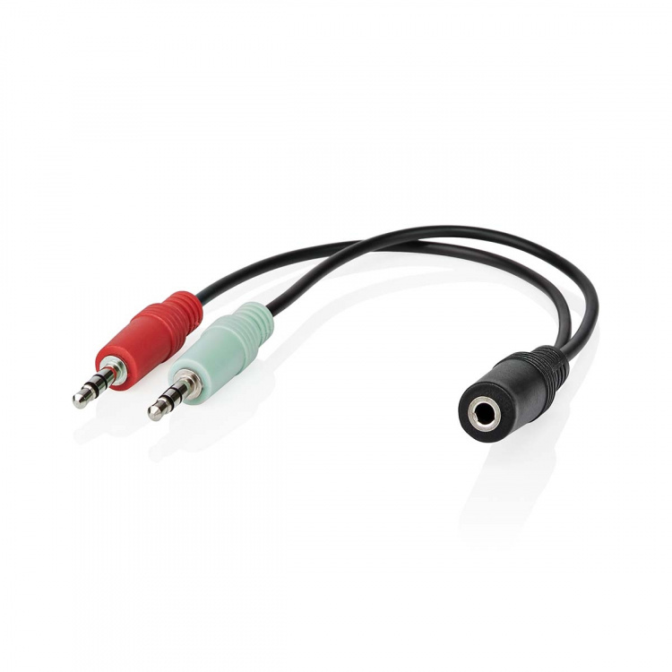 Nedis Stereo-Audiokabel | 3,5 mm Female | 2x 3,5 mm Male | Vernikkeld | 0.20 m | Rond | Zwart | Doos