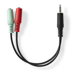 Nedis Stereo-Audiokabel | 3,5 mm Male | 2x 3,5 mm Female | Vernikkeld | 0.20 m | Rond | Antraciet | Doos