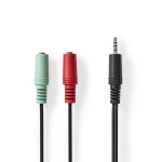 Nedis Stereo-Audiokabel | 3,5 mm Male | 2x 3,5 mm Female | Vernikkeld | 0.20 m | Rond | Antraciet | Doos